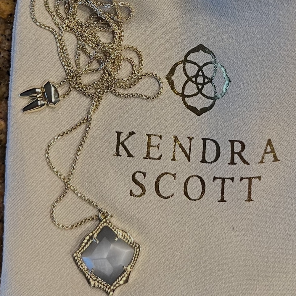 Kendra Scott Gold Opaque and Gray Pendant Necklace